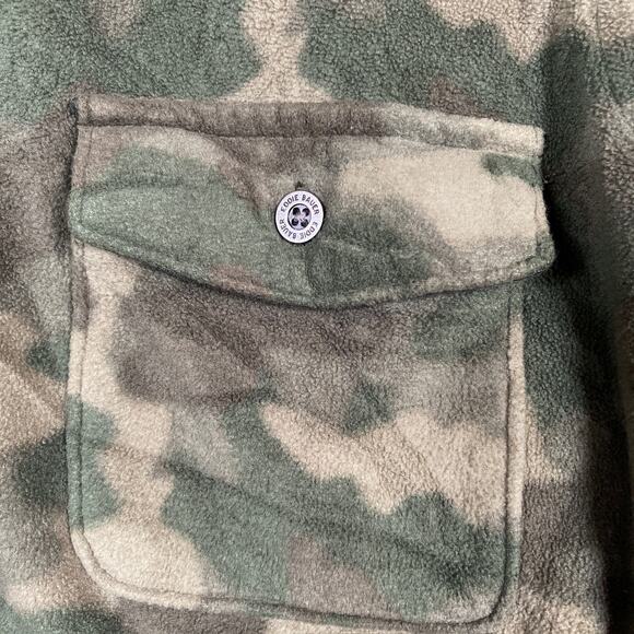 Eddie Bauer Womens Jacket Green Camo Shacket Fleece Pockets Button Up Large - Picture 14 of 16